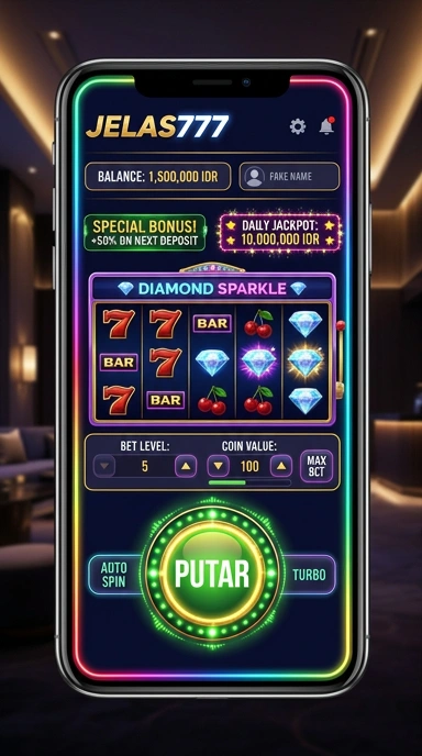 Tampilan antarmuka pengguna Jelas777 yang menarik dan mudah digunakan.